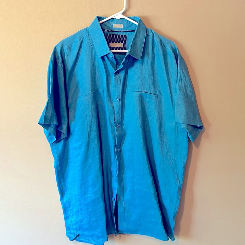 Bruno Pure Linen Button Up Shirt   Size XL
